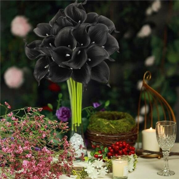 Artificial Real Touch Black Calla Lillies - Picture 5 of 5